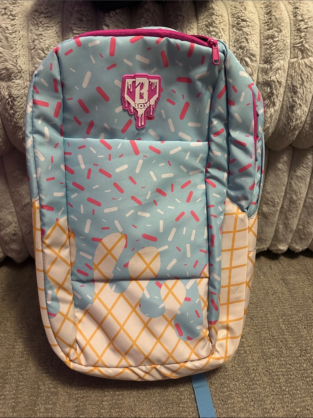 Baseball Lifestyle Ice Cream Sprinkles Backpack - Blue & Pink. NEW NEVER USED